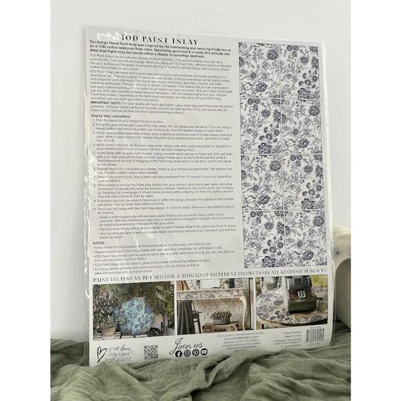 Indigo Floral IOD Paint Inlay - Eight 12"x16" Sheets BNWT - Picture 2 of 3